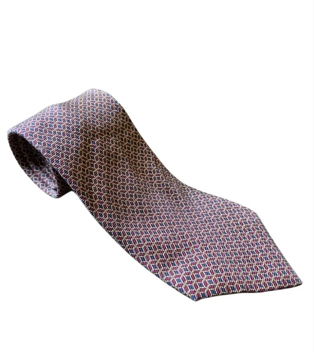 Brooks Brothers Makers Pure Silk Tie Geometric Neat Diamond Pattern Necktie USA